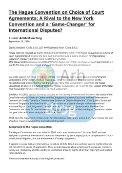The Hague Convention on Choice of Court Agreements: A Rival to