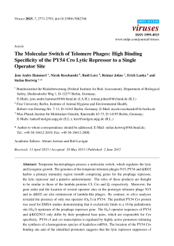 The Molecular Switch of Telomere Phages: High Binding Specificity