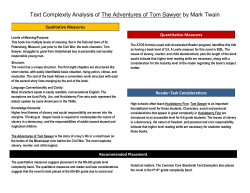 Text Complexity Analysis of The Adventures of Tom Sawyer by Mark