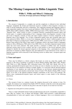 The Missing Component in Ibibio Linguistic Time