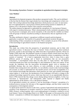 Farmers` Conceptions In Agricultural Development Strategies