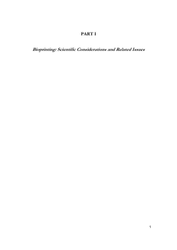 Bioprinting: Scientific Considerations and Related Issues