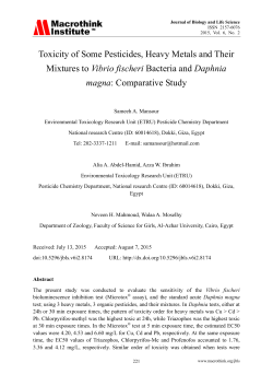 Toxicity of Some Pesticides, Heavy Metals and Their Mixtures to