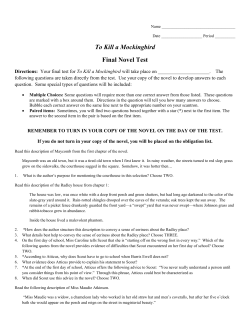 To Kill a Mockingbird Final Novel Test