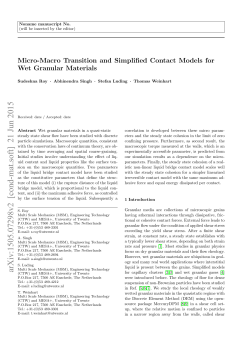 Micro-macro transition and simplified contact models for wet