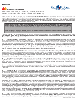 Agreement Credit Card Agreement