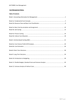 Cost Management Notes