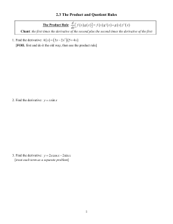 2.3 The Product and Quotient Rules