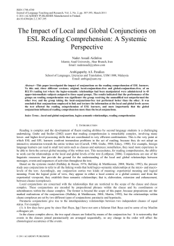 The Impact of Local and Global Conjunctions on ESL Reading