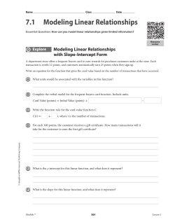 7.1 Modeling Linear Relationships