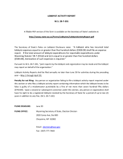Lobbyist Activity Report - Wyoming Secretary of State