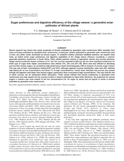Sugar preferences and digestive efficiency of the village weaver: a