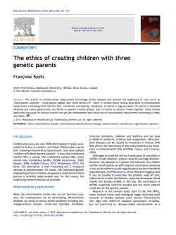 The ethics of creating children with three genetic parents