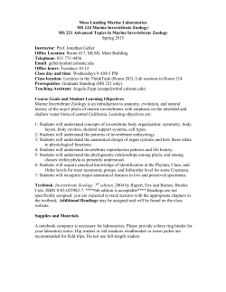 2015 Spring MS 124 MS 221 Marine Invertebrates