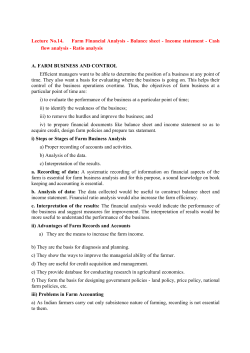 Lecture No.14. Farm Financial Analysis - Balance sheet