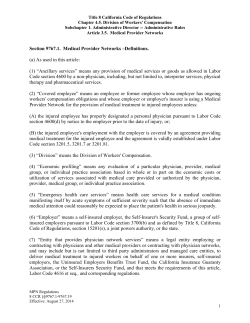 Section 9767.1. Medical Provider Networks