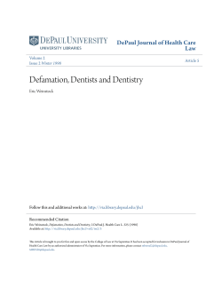 Defamation, Dentists and Dentistry