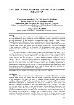 analysis of role of media in disaster reporting in pakistan