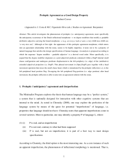 1 Proleptic Agreement as a Good Design Property Norbert Corver 1