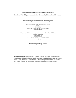 Government Status and Legislative Behaviour Partisan Veto Players