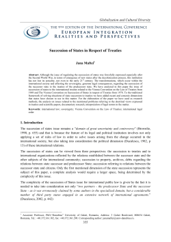 Succession of States in Respect of Treaties