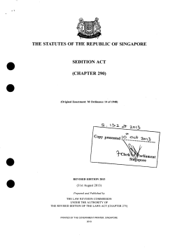 the statutes of the republic of singapore • sedition act (chapter 290)