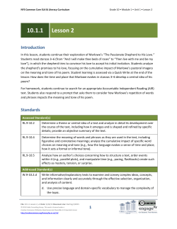 Grade 10 ELA Module 1, Lesson 2