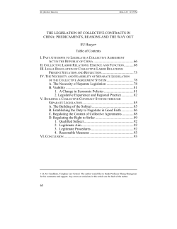 THE LEGISLATION OF COLLECTIVE CONTRACTS IN CHINA