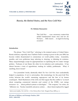 Russia, the United States, and the New Cold War