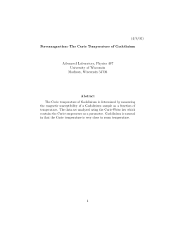 (4/9/03) Ferromagnetism&ndash;The Curie Temperature of Gadolinium