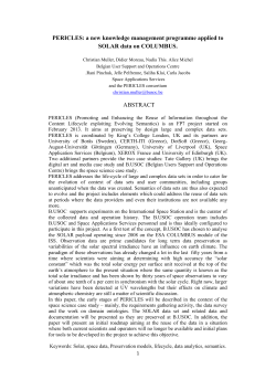 PERICLES: a new knowledge management programme applied to