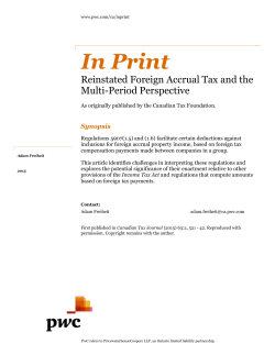 Reinstated Foreign Accrual Tax and the Multi-Period