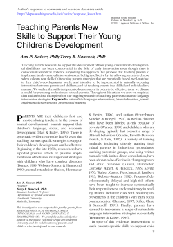 Teaching Parents New Skills to Support Their Young Children`s