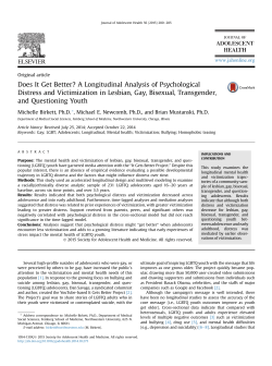 Does It Get Better? A Longitudinal Analysis of Psychological