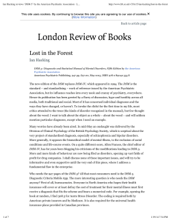 Ian Hacking reviews `DSM-5` by the American Psychiatric