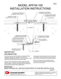 Model APF/APFW-100 Installation Instructions