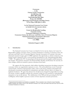 Comments to the Federal Trade Commission 16 CFR Parts 310 [RIN
