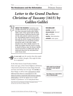 Letter to the Grand Duchess Christina of Tuscany (1615) by Galileo
