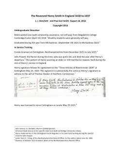 Th e Reveren nd Henry S mith in En ngland 161 18 to 1637