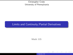 Limits and Continuity/Partial Derivatives - Penn Math