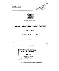 Election Campaign Financing Act, 2013