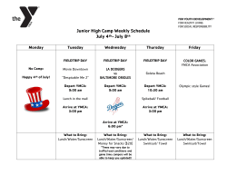Junior High Camp Weekly Schedule July 4th
