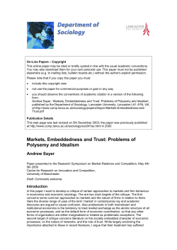 Markets, Embeddedness and Trust: Problems of Polysemy and