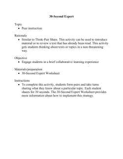 30-Second Expert Topic &bull; Peer instruction Rationale &bull; Similar to