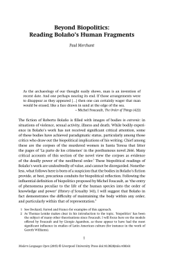 Beyond Biopolitics: Reading Bolaño`s Human Fragments