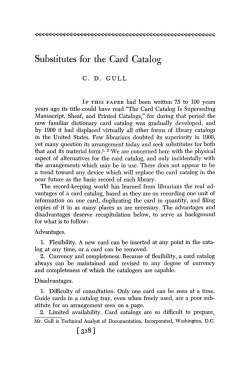 Substitutes for the Card Catalog