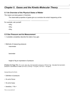 Chapter 5. Gases and the Kinetic