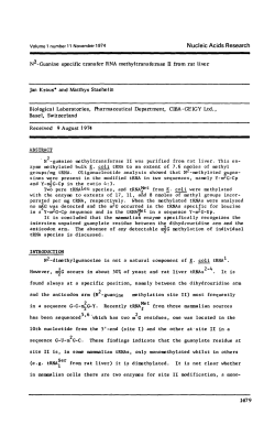 N2-Guanine specific transfer RNA methyltransferase II from rat liver