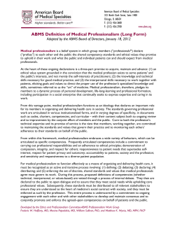 ABMS Definition of Medical Professionalism (Long Form)