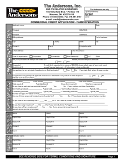 Credit Application - Farm Operation